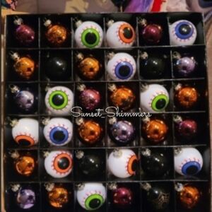 36pc Halloween eyeball spider web bat 1.5" Shatterproof Tree ornaments NEW